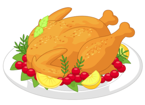 Roast turkey on platter