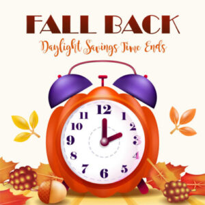 Daylight Savings Time ends, pumpkin shaped clock