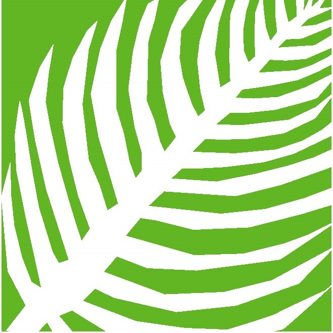 White Palm Branch on Green Background