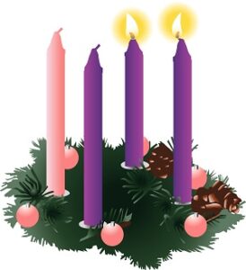 Advent wreath with two candles lit