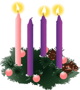 Advent wereath with three candles lit