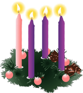Advent wreath with four canless lit