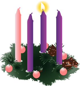 Advent wreath with one canle lit