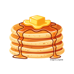 Stack of pancakes with butter and syrup