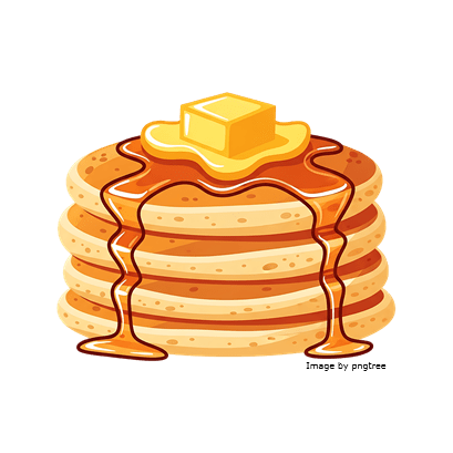Stack of pancakes with butter and syrup